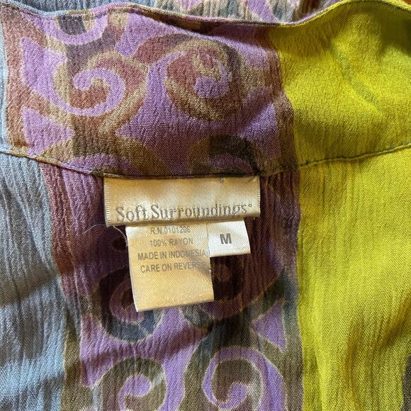 Soft Surroundings Breezy Batik Kimono Medium Multicolored Kaftan Nature Print - Picture 3 of 4